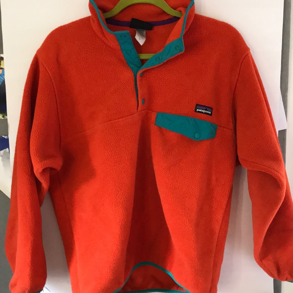 orange Patagonia fleece